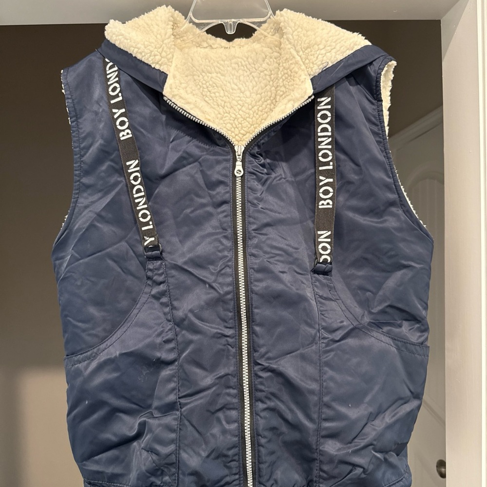 Boy London Blue Puffer Vest with Hood